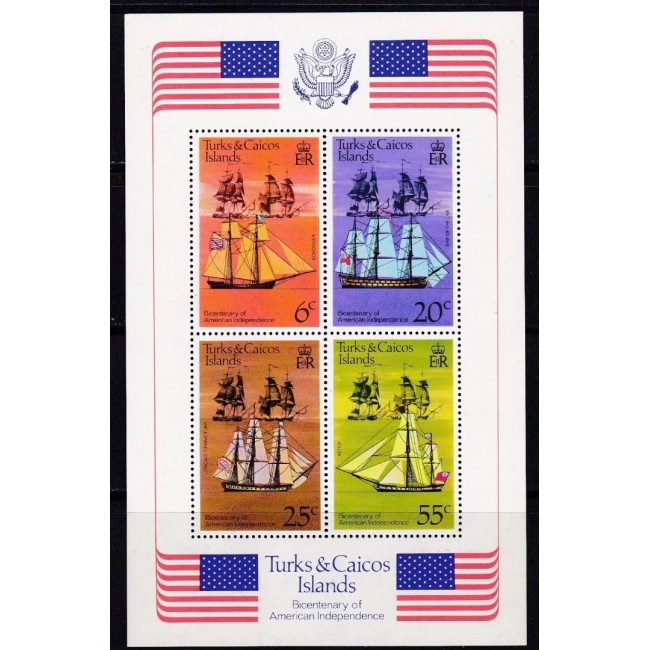 Turks & Caicos 1976 - Independenta SUA, vapoare, bloc neuzat Turks & Caicos 1976 - Independenta SUA, vapoare, bloc neuzat