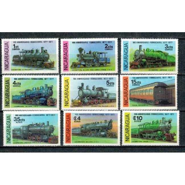 Nicaragua 1978 - Locomotive, cai ferate, trenuri, serie neuzata Nicaragua 1978 - Locomotive, cai ferate, trenuri, serie neuzata