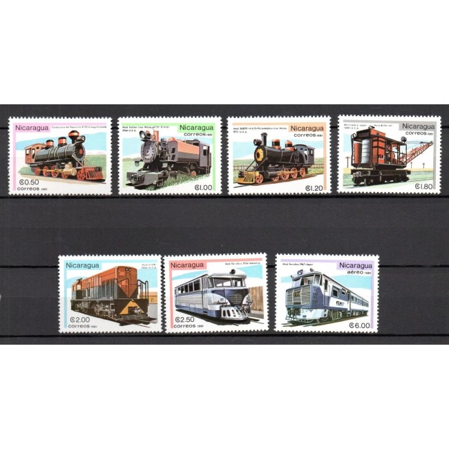 Nicaragua 1981 - Locomotive, trenuri, serie neuzata