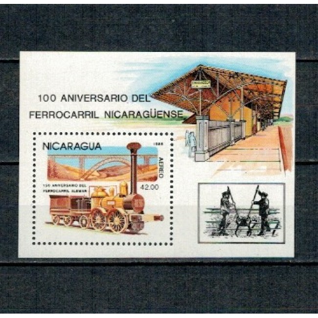 Nicaragua 1985 - Locomotive, cai ferate, colita neuzata