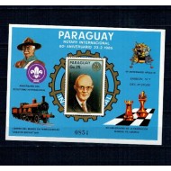 Paraguay 1985 - Rotary, șah, locomotiva, colita neuzata