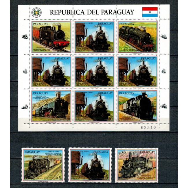 Paraguay 1986 - Locomotive, serie si minicoala neuzata
