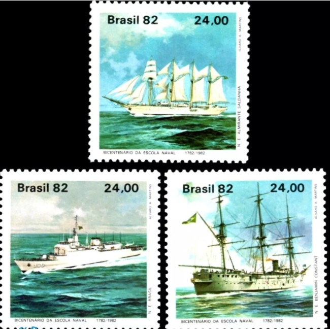 Brazilia 1982 - Vapoare, academia navala, serie neuzata
