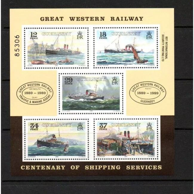 Guernsey 1989 - Navigatie, vapoare, colita neuzata Guernsey 1989 - Navigatie, vapoare, colita neuzata