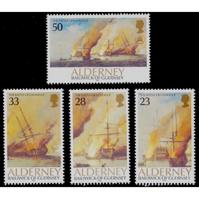 Alderney 1992 - Vapoare, Bătălia de la Hogue, serie neuzata Alderney 1992 - Vapoare, Bătălia de la Hogue, serie neuzata