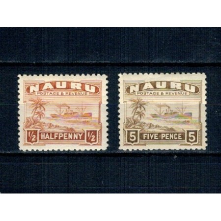 Nauru 1937/47 - Mi.No.15,22 neștampilate, cu șarniere Nauru 1937/47 - Mi.No.15,22 neștampilate, cu șarniere