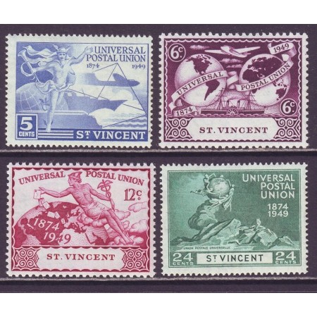 St. Vincent 1949 - Aniversare UPU, serie nestampilata cu sarniere St. Vincent 1949 - Aniversare UPU, serie nestampilata cu sarniere