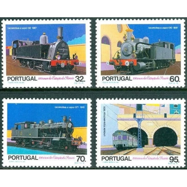 Portugalia 1990 - Trenuri, cai ferate, serie neuzata Portugalia 1990 - Trenuri, cai ferate, serie neuzata