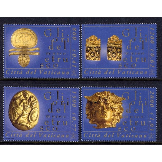 Vatican 2001 - Exponate din Muzeul Etrusc, arheologie, serie neuzata