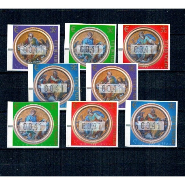 Vatican 2002 - Cei 4 evangheliști, serie mărci de automat neuzate, nominal 00.41