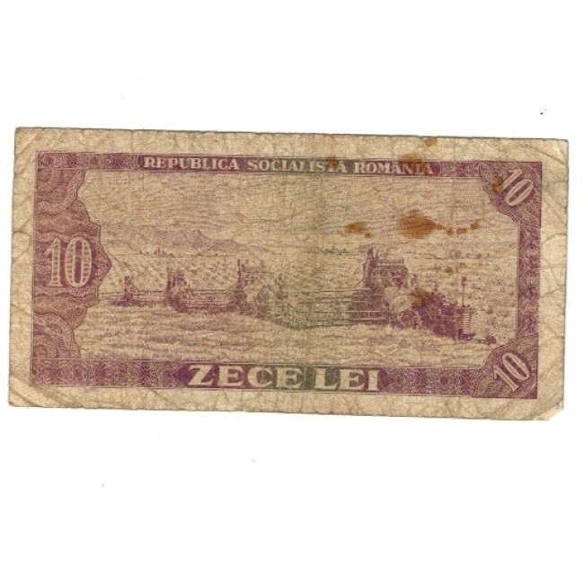 Romania 1966 - 10 lei, uzat Romania 1966 - 10 lei, uzat