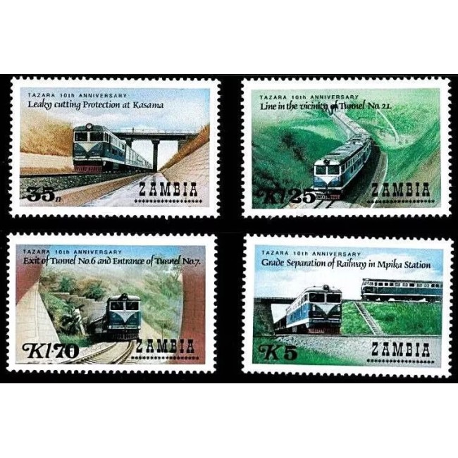 Zambia 1986 - Trenuri, cai ferate, serie neuzata
