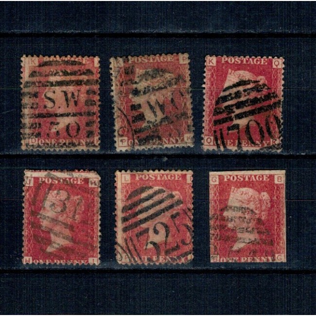 Marea Britanie 1864 - Mi.No.16 - Lot 6 mărci stampilate Marea Britanie 1864 - Mi.No.16 - Lot 6 mărci stampilate