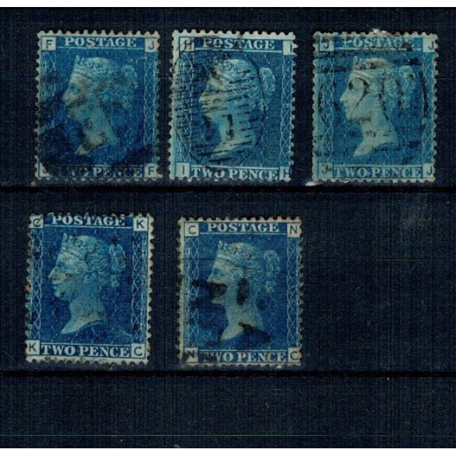 Marea Britanie 1858/1869 - Mi.No.17 - Lot 5 marci stampilate Marea Britanie 1858/1869 - Mi.No.17 - Lot 5 marci stampilate