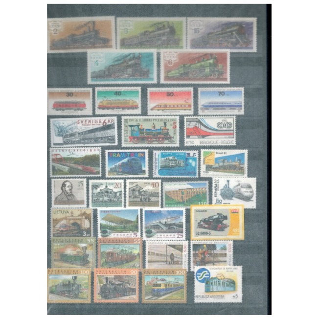 Clasor cu o mica colecție de timbre neuzate tematica feroviara, cai ferate, trenuri, locomotive Clasor cu o mica colecție de timbre neuzate tematica feroviara, cai ferate, trenuri, locomotive