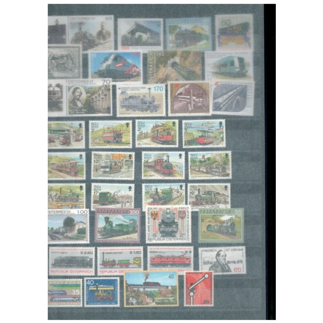 Clasor cu o mica colecție de timbre neuzate tematica feroviara, cai ferate, trenuri, locomotive Clasor cu o mica colecție de timbre neuzate tematica feroviara, cai ferate, trenuri, locomotive