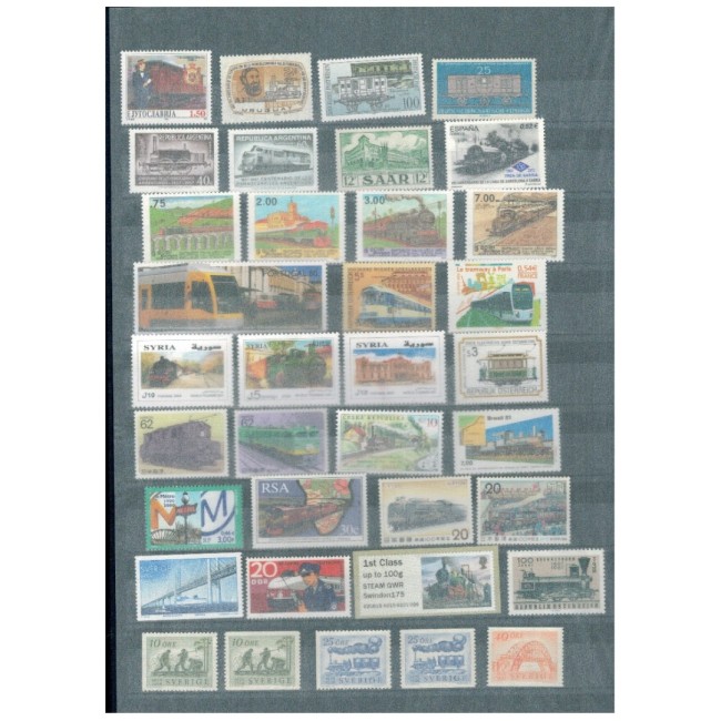 Clasor cu o mica colecție de timbre neuzate tematica feroviara, cai ferate, trenuri, locomotive Clasor cu o mica colecție de timbre neuzate tematica feroviara, cai ferate, trenuri, locomotive