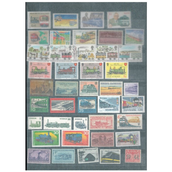 Clasor cu o mica colecție de timbre neuzate tematica feroviara, cai ferate, trenuri, locomotive Clasor cu o mica colecție de timbre neuzate tematica feroviara, cai ferate, trenuri, locomotive