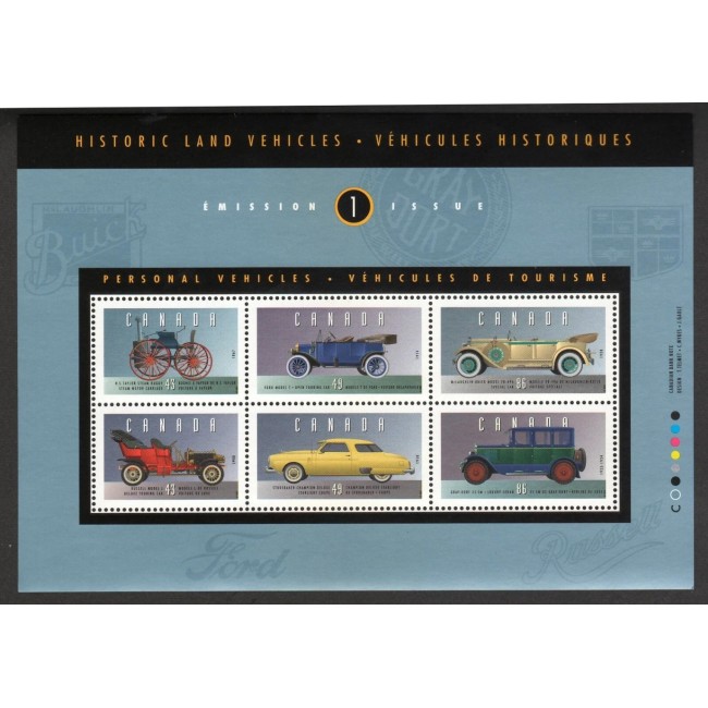 Canada 1993 - Mașini de epoca, bloc neuzat Canada 1993 - Mașini de epoca, bloc neuzat