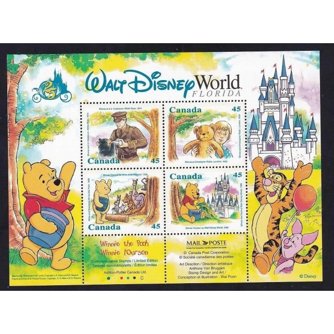 Canada 1996 - Disney, desene animate, Winnie the Pooh, bloc neuzat Canada 1996 - Disney, desene animate, Winnie the Pooh, bloc neuzat