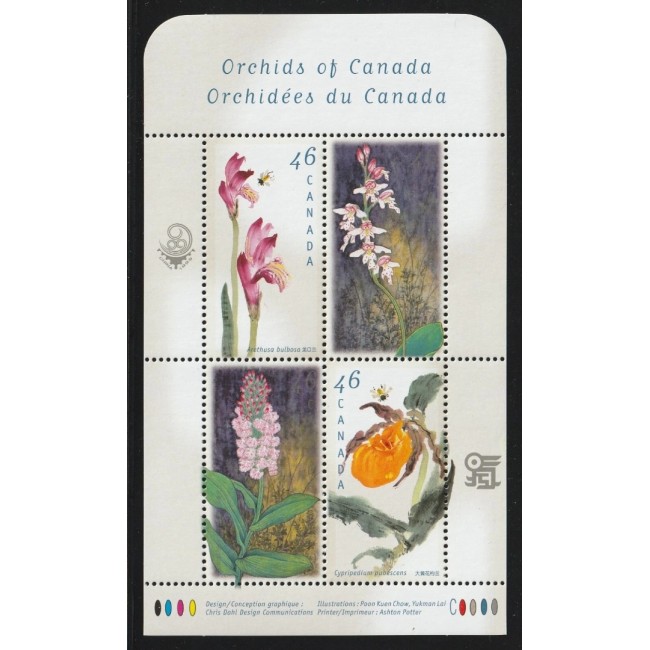 Canada 1999 - Orhidee, flori, bloc neuzat Canada 1999 - Orhidee, flori, bloc neuzat
