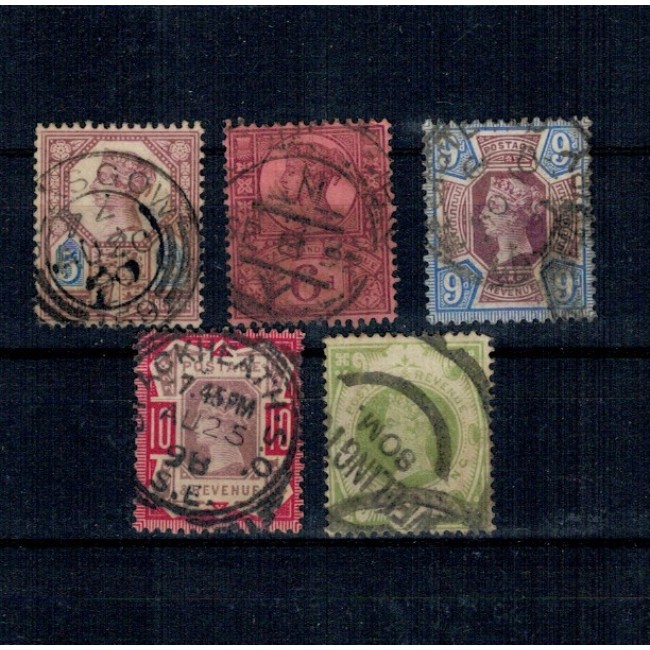 Marea Britanie 1887/1890 - Uzuale Regina Victoria, serie incompleta, stampilata