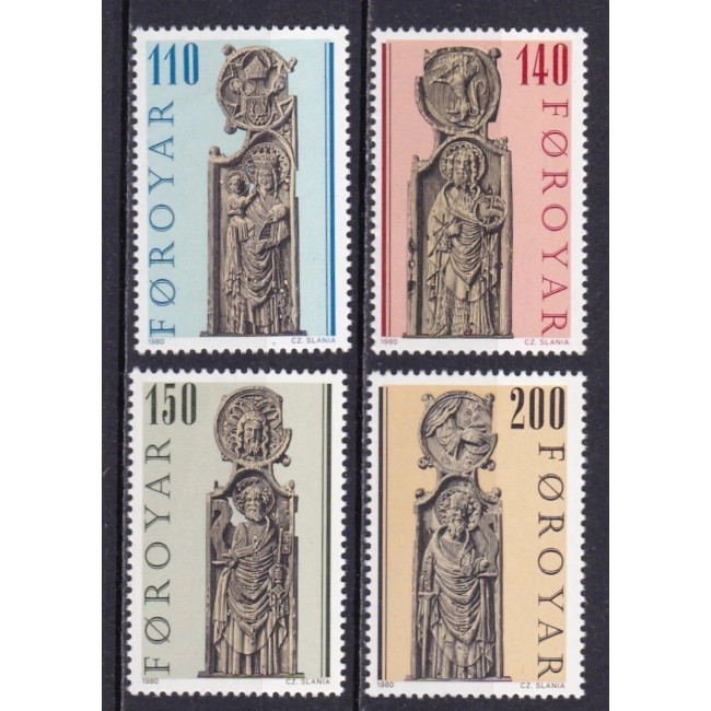 Insulele Feroe 1980 - Sculpturi din biserica Sf. Olav, serie neuzata Insulele Feroe 1980 - Sculpturi din biserica Sf. Olav, serie neuzata