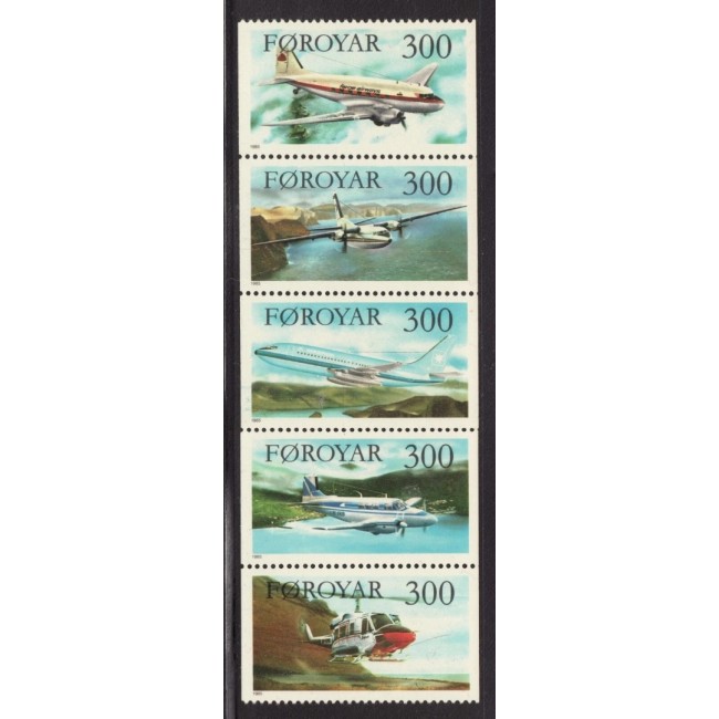 Insulele Feroe 1985 - Avioane de pasageri, serie neuzata in carnet Insulele Feroe 1985 - Avioane de pasageri, serie neuzata in carnet