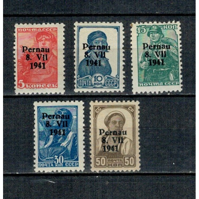 Pernau, ocupatia germana in Estonia 1941 - Supratipar pe URSS, lot nestampilat