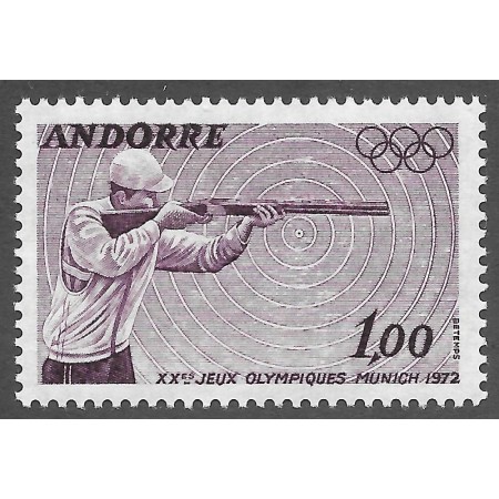 Andorra (Fr) 1972 - Jocurile Olimpice, sport, neuzat Andorra (Fr) 1972 - Jocurile Olimpice, sport, neuzat