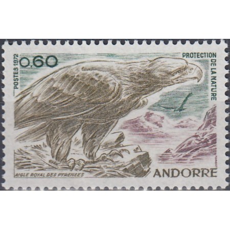 Andorra (Fr) 1972 - Protecția naturii, fauna, vultur, neuzat Andorra (Fr) 1972 - Protecția naturii, fauna, vultur, neuzat