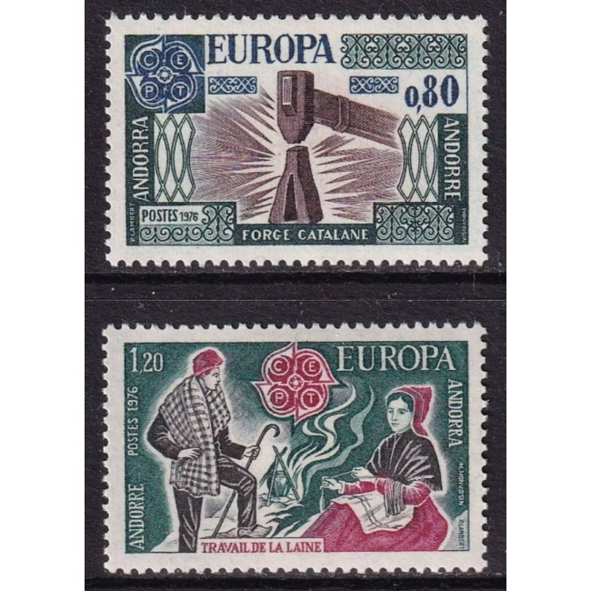 Andorra (Fr) 1976 - Europa, arta, mestesuguri, CEPT, serie neuzata