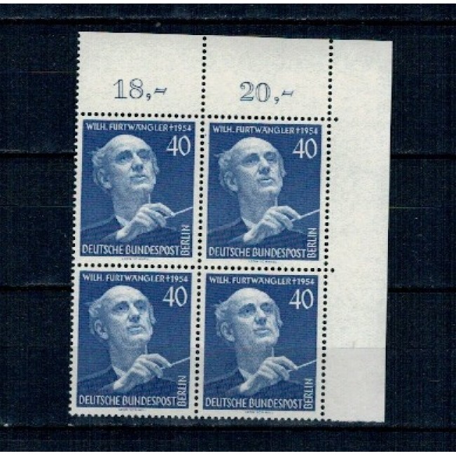 Berlin 1955 - Wilhelm Furtwangler, dirijor, compozitor, personalitati, bloc de 4 neuzat