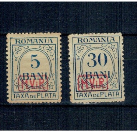 1918 - Ocupatia germana in Romania, porto, Mi.No.1,4 neuzate