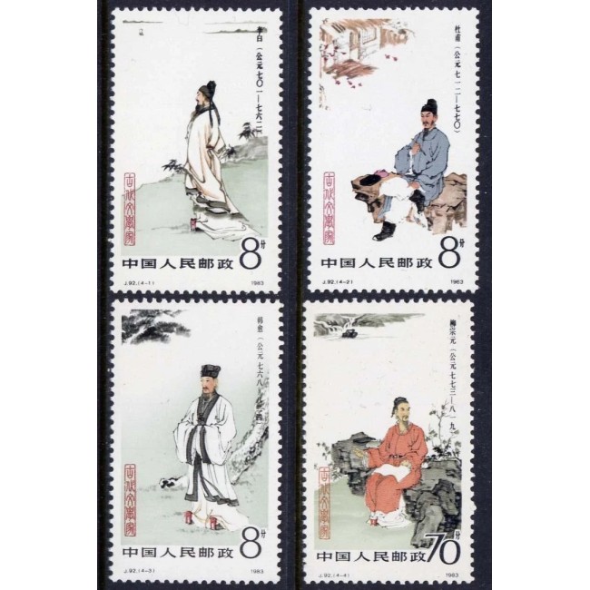 China 1983 - Poeți si filozofi chinezi clasici, serie neuzata