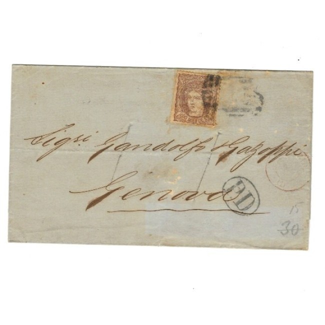 Spania 1870 - Plic circulat la Genova