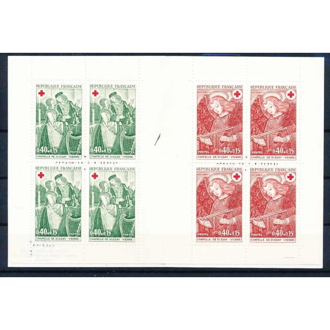 Franta 1970 - Crucea Rosie, arta, serie in carnet filatelic neuzat