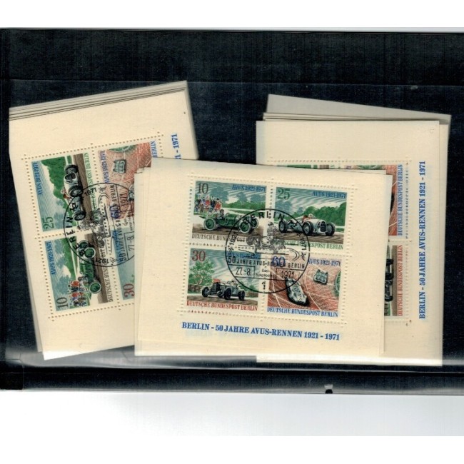 Berlin 1971 - Curse de masini, lot 50 colite cu stampila prima zi