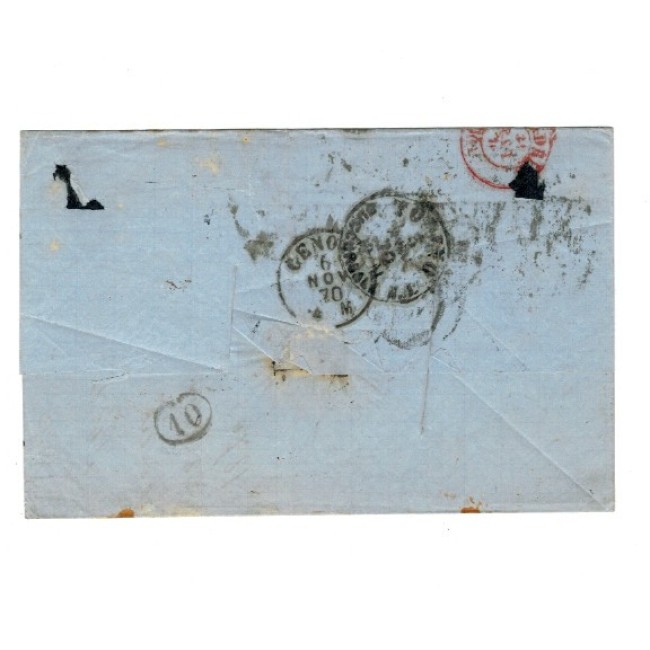 Spania 1870 - Plic circulat Cadiz - Genova