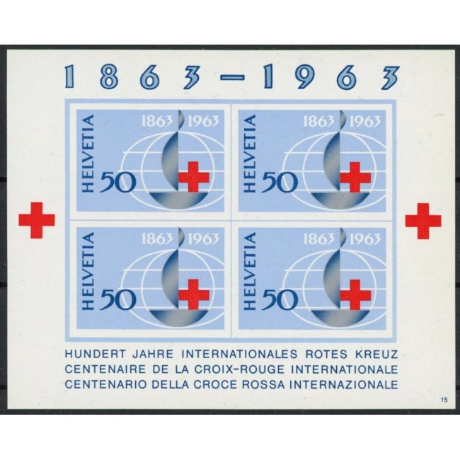 Elvetia 1963 - Crucea Rosie, colita neuzata