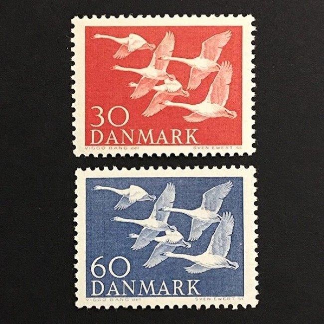 Danemarca 1956 - Pasari, serie neuzata