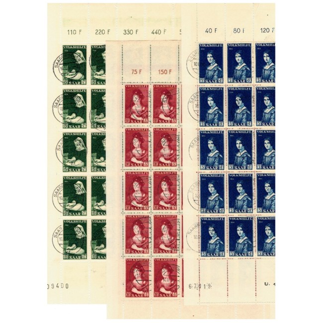 Saar 1956 - Picturi, arta, serie stampilata in coli