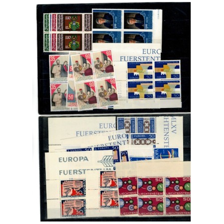 Liechtenstein - Lot timbre neuzate, in blocuri de 4