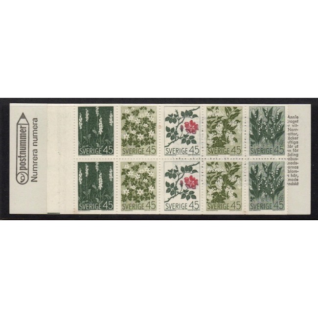 Suedia 1968 - Flori, carnet filatelic neuzat