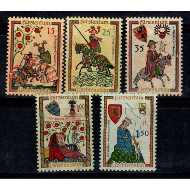 Liechtenstein 1961 - Manuscrise, Codex Manesse, serie neuzata