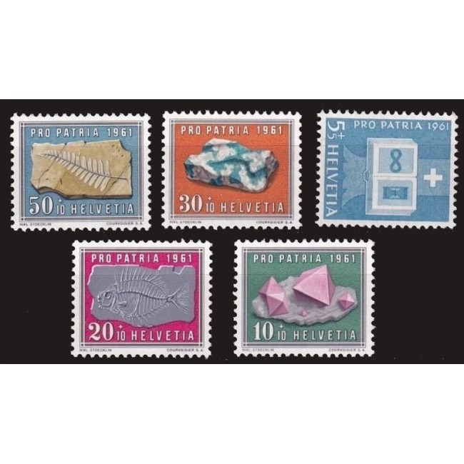 Elvetia 1961 - Pro Patria, minerale si fosile, serie neuzata