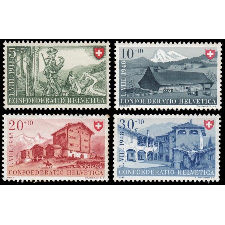 Elvetia 1949 - Pro Patria, clădiri, serie neuzata Elvetia 1949 - Pro Patria, clădiri, serie neuzata
