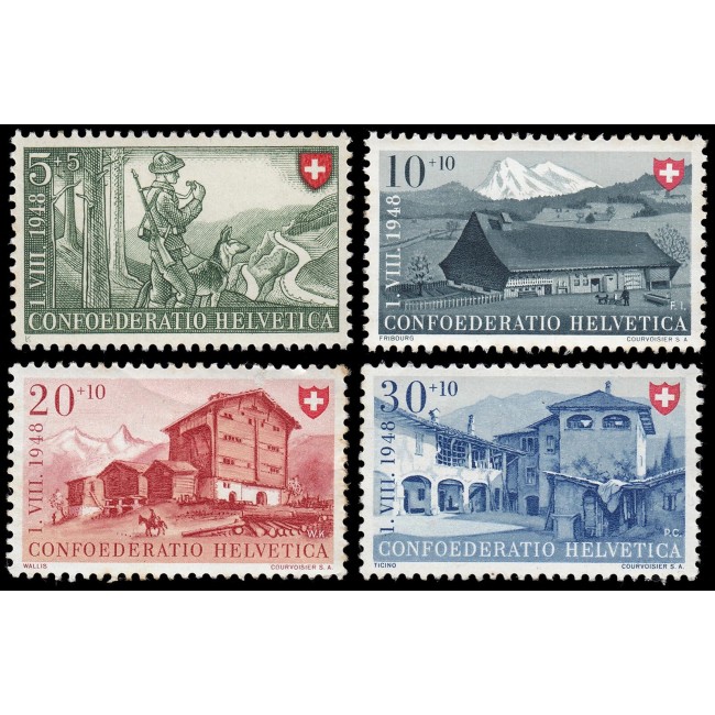 Elvetia 1949 - Pro Patria, clădiri, serie neuzata