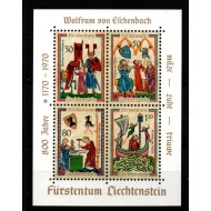 Liechtenstein 1970 - Cântăreți medievali, muzicieni, muzica, arta, minnesingers, colita neuzata