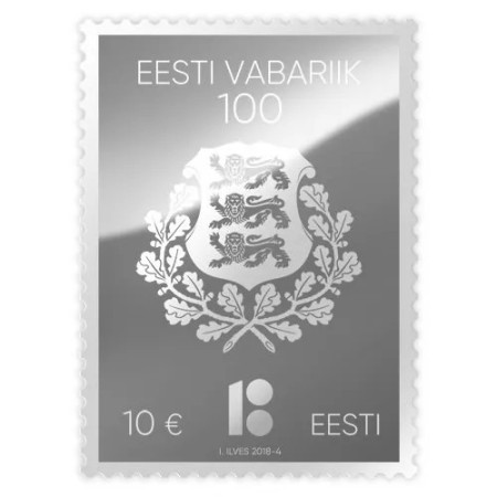 Estonia 2018 - Centenarul Republicii, timbru gravat pe folio argint Estonia 2018 - Centenarul Republicii, timbru gravat pe folio argint
